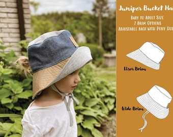 Juniper Bucket Hat, PDF Sewing Pattern, Instant Download, Baby and Adult Size,