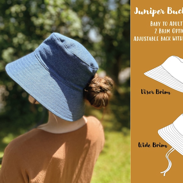 Juniper Bucket Hat, PDF Sewing Pattern, Instant Download, Baby and Adult Size,