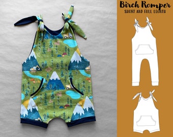 Birch Romper Sewing Pattern PDF - Baby, Toddler, and Kids Sizes - Instant Download