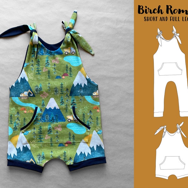 Birch Romper Sewing Pattern PDF - Baby, Toddler, and Kids Sizes - Instant Download