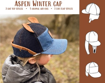 Aspen Winter Cap PDF Sewing Pattern, Baby and Adult Size - Instant Download