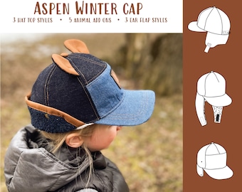 Aspen Winter Cap PDF Sewing Pattern, Baby and Adult Size - Instant Download