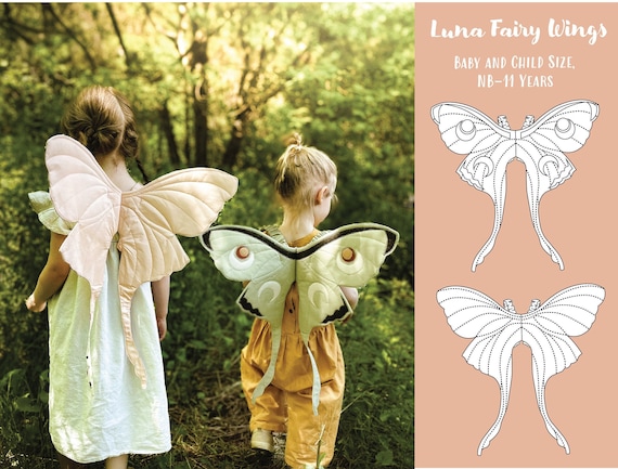 Luna Moth Fairy Quilted Wings - PDF Sewing Pattern,INSTANT DOWNLOAD