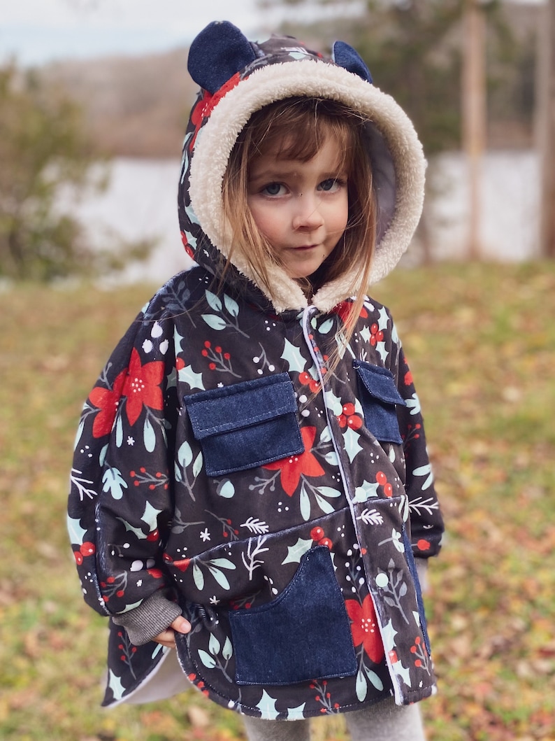 Câlin Shacket PDF Sewing Pattern, Size 0-6m to 10years, Projector A0 Letter PDF, Baby and Child Jacket Poncho Dolman Sleeve image 4