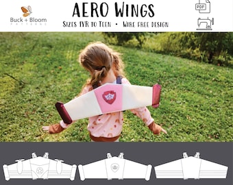 Aero Wings - Wearable Quilted Play Rocket Pack und Flugzeugflügel - PDF Schnittmuster, SOFORTIGER DOWNLOAD - Wire Free Design