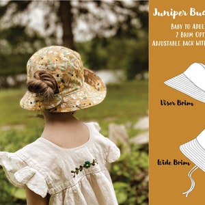 Juniper Bucket Hat, PDF Sewing Pattern, Instant Download, Baby and Adult Size,