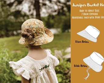 Juniper Bucket Hat, PDF Sewing Pattern, Instant Download, Baby and Adult Size,