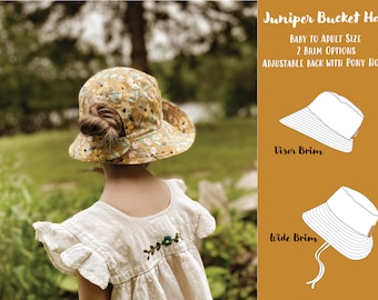 Juniper Bucket Hat, PDF Sewing Pattern, Instant Download, Baby and Adult Size,