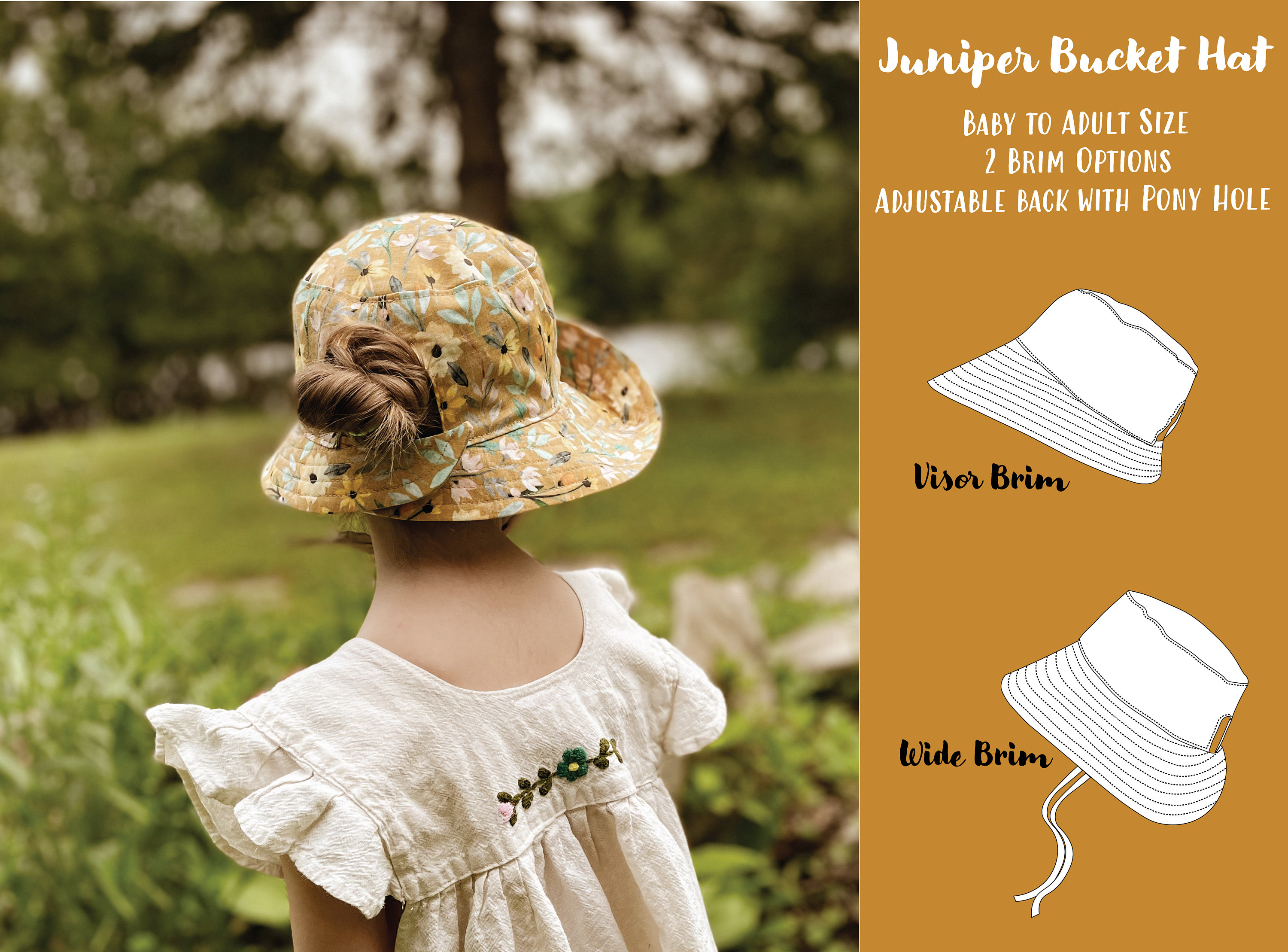 Juniper Bucket Hat, PDF-naaipatroon, Instant Download, Baby- en volwassengrootte,