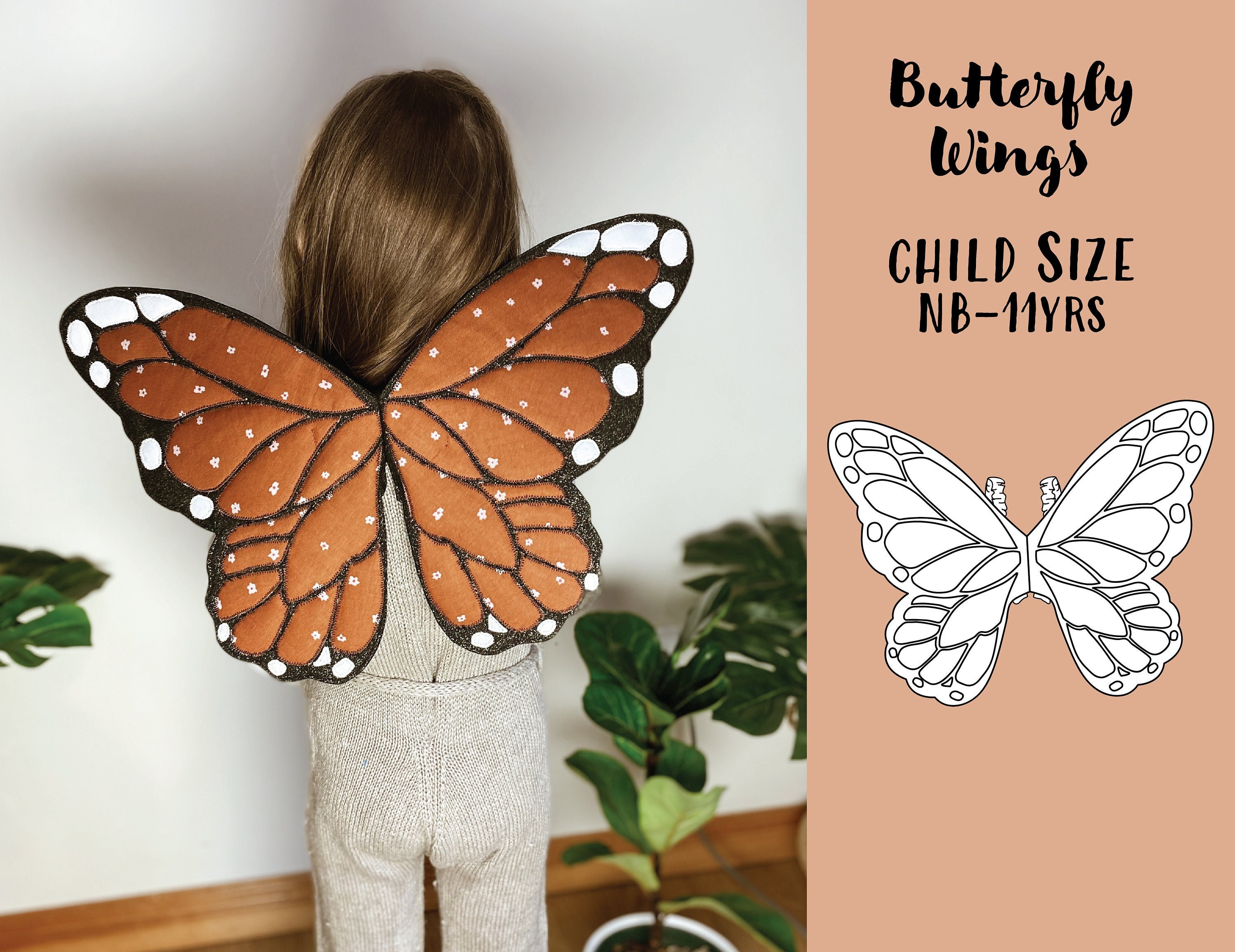Butterfly Fairy Wings PDF Sewing Pattern Quilted Wire Free Etsy Australia