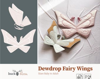 Dewdrop Quilted Fairy Wings - PDF Sewing Pattern,INSTANT DOWNLOAD