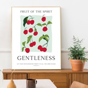 Fruit of the Spirit | Christian Wall Art |  GENTLENESS  | digital prints | wall poster |  bible verse |  downloadable print | Galatians 5:22