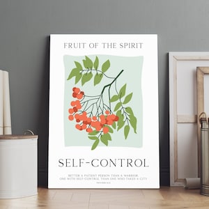 Fruit of the Spirit | Christian Wall Art | Self-control | digital prints | wall poster |  bible verse |  downloadable print | Galatians 5:22