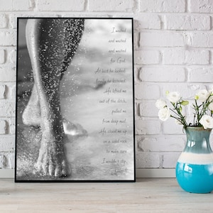 Psalm 40 | He set my feet on a rock | digital prints | wall poster |  bible verse |  downloadable  print | christian wall Art
