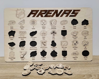 NHL Arena Tracker Board | Wooden National Hockey League Puzzle