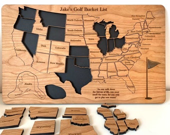 Golf in all 50 States Tracker Board | Customized Golf Bucket List Tracker Board