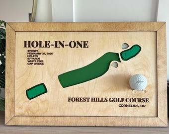 Personalized Hole in One Plaque | Custom Wood Golf Gift for Him