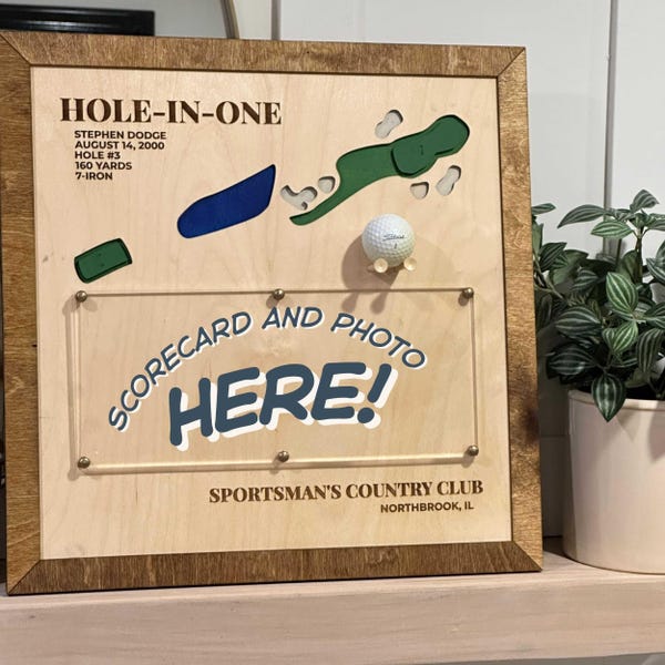 Personalized Hole in One Plaque | Custom Wood Golf Gift for Him