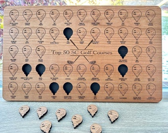 TOP 50 SC Golf Course Tracker | Golf Christmas Gift Bucket List Board
