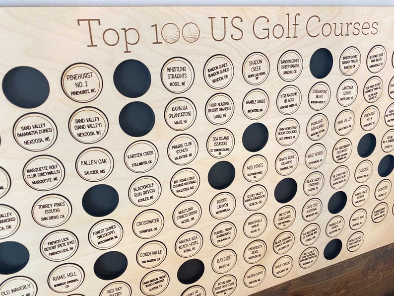 Top 100 US Golf Courses Tracker Board Golf Bucket List Etsy