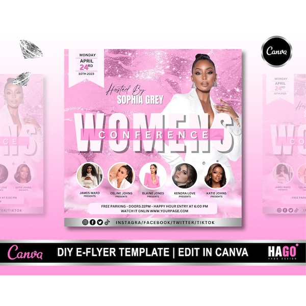 Women's Conference Flyer, Women's Empowerment Flyer, Womens Brunch Template, Meeting Flyer, Networking Flyer, Event Flyer, Celebration Flyer
