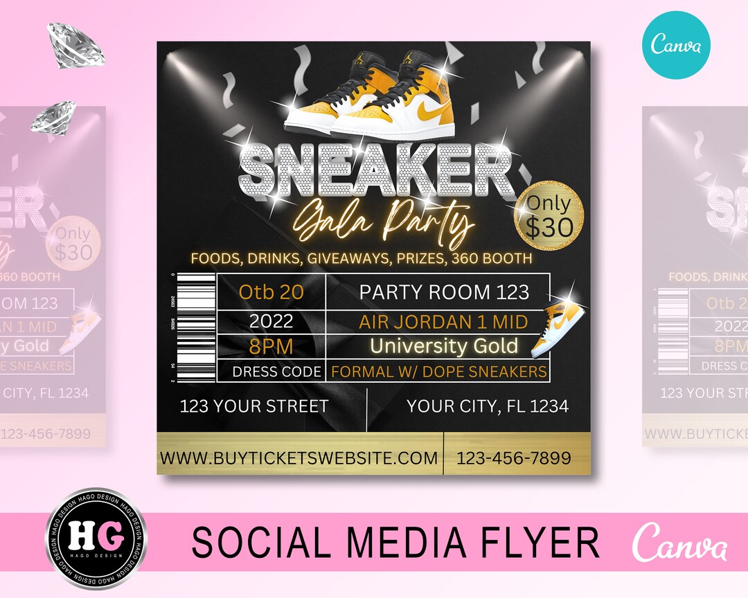 Editable Sneaker Ball Gala Flyer Sneaker Gala Soiree Etsy