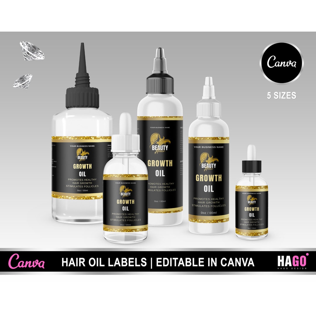 Hair Growth Oil Labels, Hair Oil Product Label Template, DIY Growth Oil