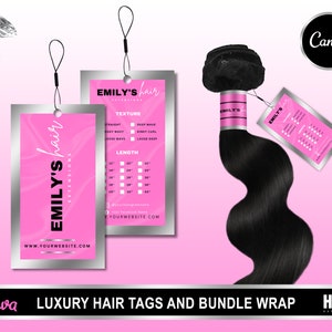 Pink Hair Hangtag & Bundle Wrap Design Luxury Hair Tags - Etsy