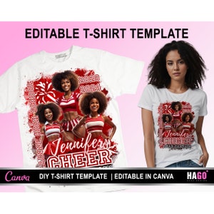 Cheerleader Design File | Cheer T Shirt Design | T-Shirt Design Template for Sublimation, DTF, or DTG Printing | Editable in Canva