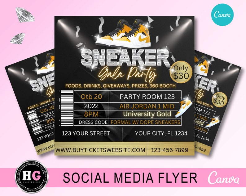 Editable Sneaker Ball Gala Flyer Sneaker Gala Soiree Etsy