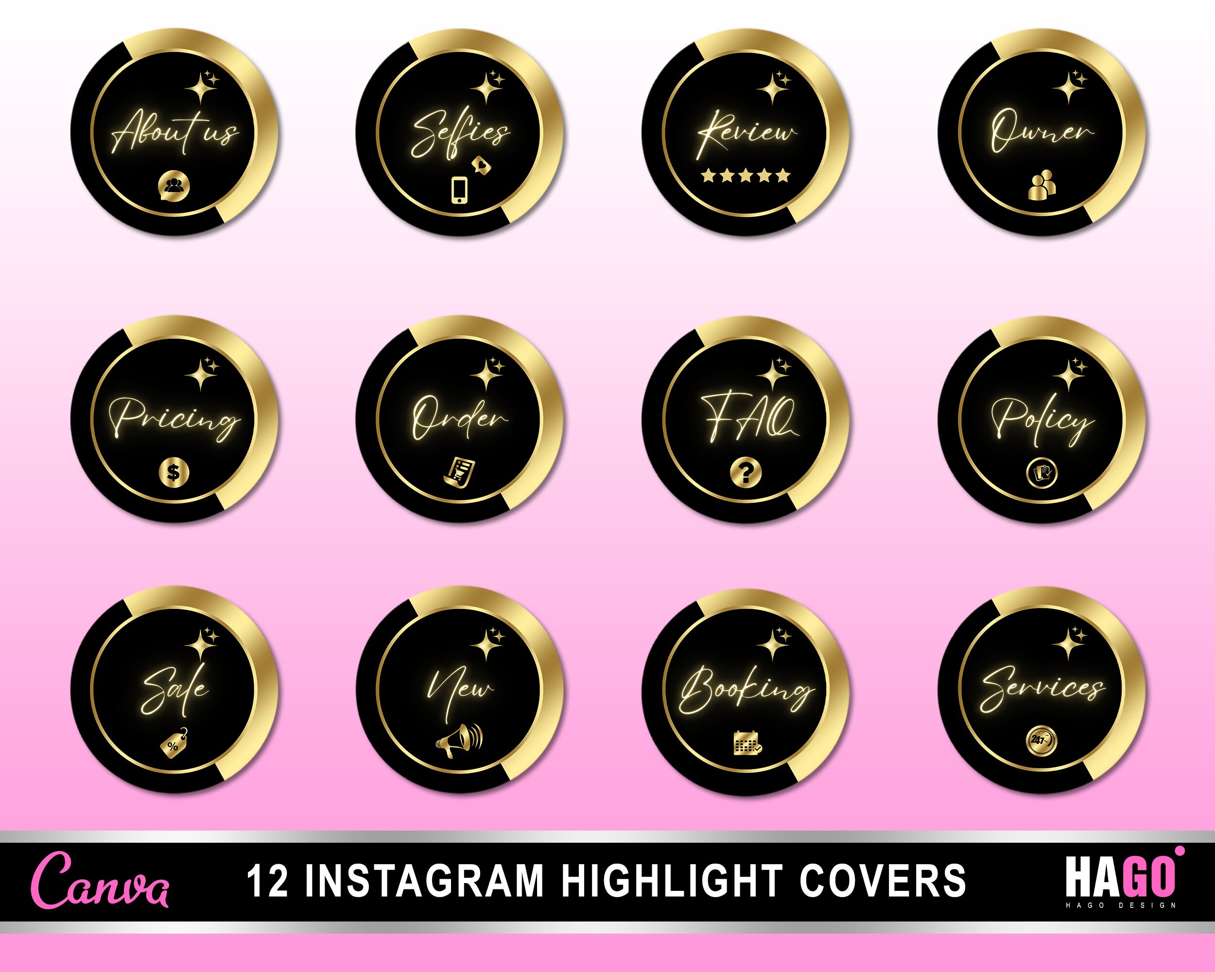 DIY Gold Instagram Highlight Covers Instagram Story Etsy