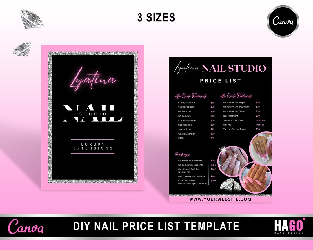 DIY Nail Salon Price List Design Templates, Price List Template Canva ...