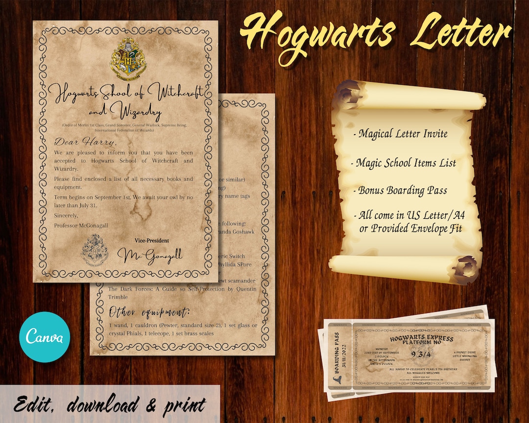 Editable Hogwarts Acceptance Letter Set To Wizard School Of Etsy editable-hogwarts-acceptance-letter-set-to-wizard-school-of-etsy