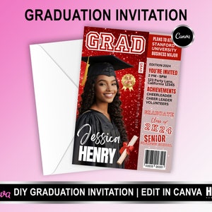 Graduation Magazine Invitation Template I Graduation Magazine Cover Template | Custom Magazine Cover | Senior Magazine Template I Canva
