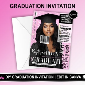 Graduation Magazine Invitation I Graduation Magazine Cover Template | Editable Custom Magazine Template I Graduation Invitation | Canva