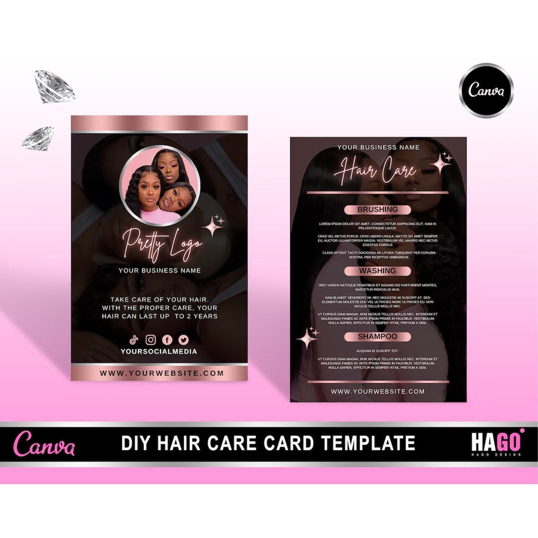 Hair Care Card for Hair Extension Business, Hair Care Card Template