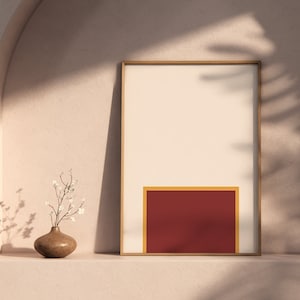 Geometrisk minimalistisk röd och orange rektangulär väggkonst
