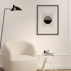 Mid-century circle art, Retro abstract design wall decor,Geometric minimalist artwork