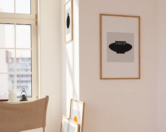 Wabi-Sabi abstracte kunst, hedendaagse Wall Art decor, Japandi zwart en grijs print, moderne minimale Scandi Wall Art verbeterde mat papier poster