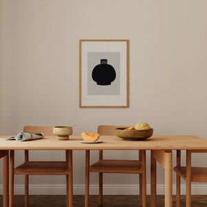 Japandi Trendy Wall Decor,Abstract Zen Art,Minimalism Vase Poster,Wabi-Sabi Black & Grey Vase,Scandi Modern Art Enhanced Matte Paper Poster