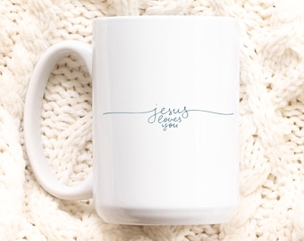 Taza de café cristiano, Jesús te ama taza, regalos de Jesús, regalos cristianos, taza de Jesús, regalos de amante de Jesús, dicho positivo en la taza, taza de fe