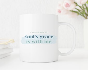 La gracia de Dios está conmigo taza de café, taza azul, taza de café de fe, regalo de fe, regalos de Christain, taza de Christain, taza de inspiración, regalo de motivación