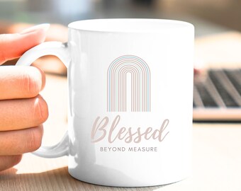 Taza bendita más allá de la medida, taza de fe, taza de inspiración, taza de motivación, taza de café cristiano, regalo de fe, regalo de Christain, regalo de Navidad