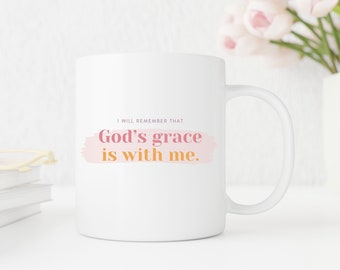 La gracia de Dios está conmigo taza de café, taza rosa, taza de café de fe, regalo de fe, regalos de Christain, taza de Christain, taza de inspiración, regalo de motivación