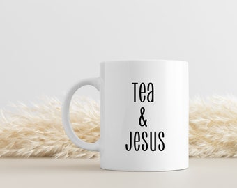 Taza de té y Jesús, regalo de Jesús, taza de té, taza de té linda, regalo de té, regalo para ella, taza inspiradora, taza de fe, regalo de fe, cristiano
