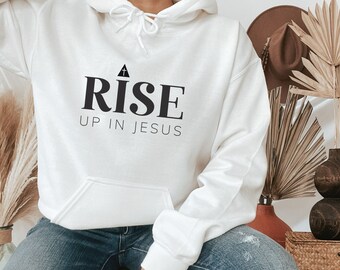 Sudadera con capucha cristiana, Levántate en Jesús Sudadera con capucha UNISEX, Sudadera Christain, Sudadera de fe, Regalo cristiano, Ropa de Jesús