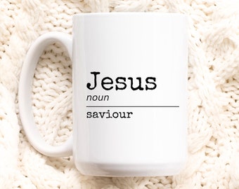 Taza de café cristiano, taza de definición de Jesús, gráfico de definición de palabras en la taza, regalos de definición, regalos de amante de Jesús, regalos de miembros de la iglesia