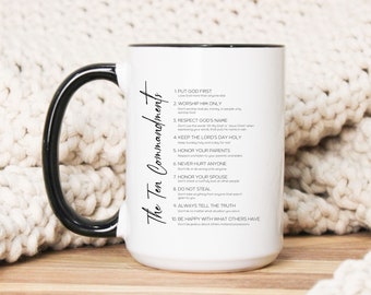 Christian Coffee Mug, The Ten Commandments Mug, Cute Christian Gifts, Scripture on Mug, Scripture Gifts, Jesus Mug, Jesus Gifts, Holy Mug