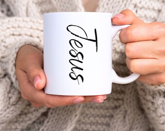 Taza de café cristiano, taza de Jesús, taza basada en la fe, regalos de fe, regalos de amante de Jesús, regalos de miembros de la iglesia, taza del nombre de Jesús, regalos de Jesús