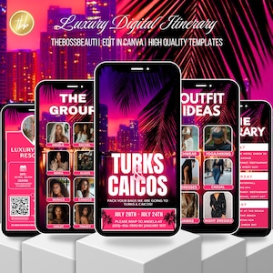 Turks and Caicos Itinerary Invitation,  evite, Itinerary Invitation, birthday girl, editable template, Birthday Weekend, all girls trip